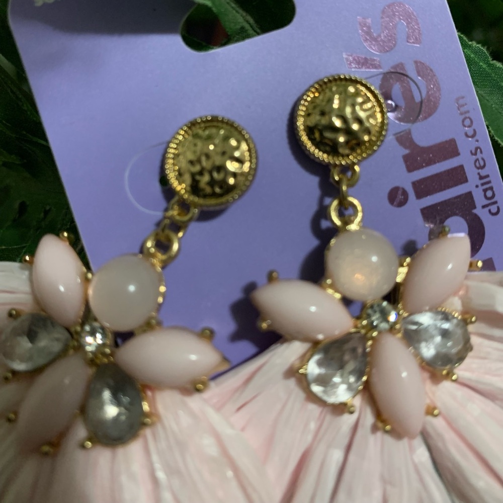 Beautiful soft pink and gold angel earrings fashion jewelry